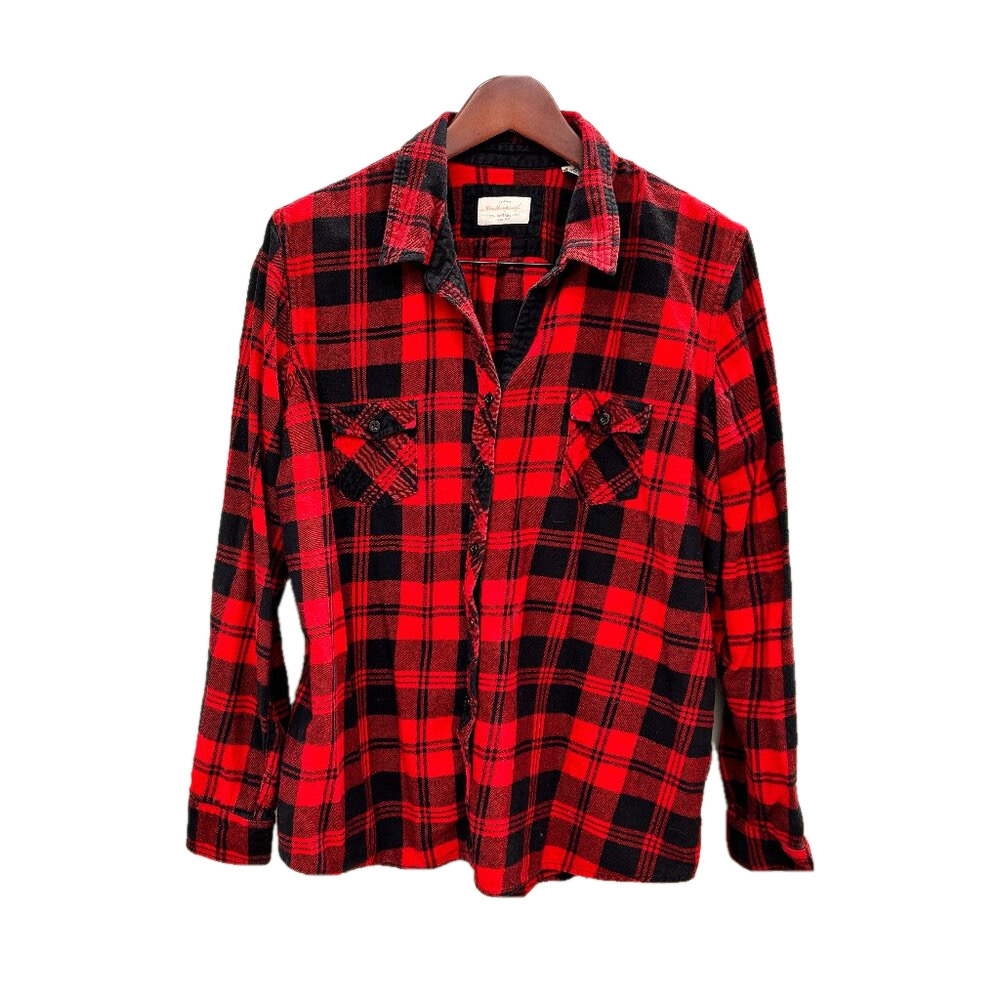 Weatherproof Vintage Cotton Flannel Plaid Button Up Women's XL Shirt